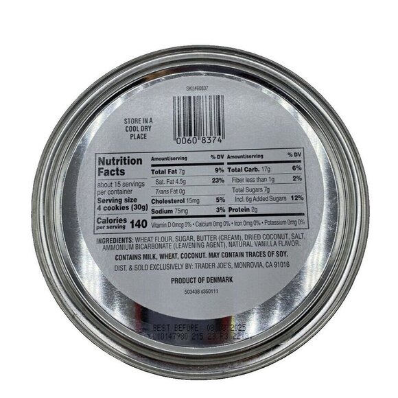 Trader Joe's Cookie Tin Empty Danish Butter Cookies Blue White Danish Christmas - Picture 6 of 15